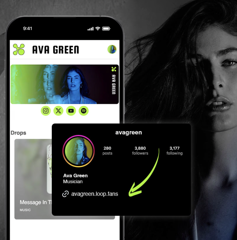 Ava Green artist website with Link in Bio on Loop Fans